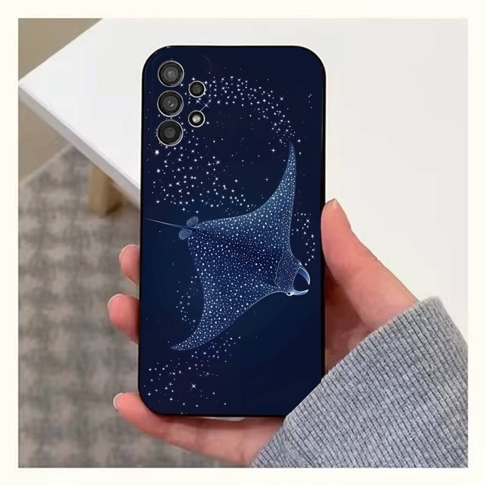 

Manta Ray Ocean Animal Phone Case For Samsung S25,S24,S23,S22,S20,S21,S10,Ultra,Plus,Lite,FE,Soft Silicone Black Cover Samsung S24