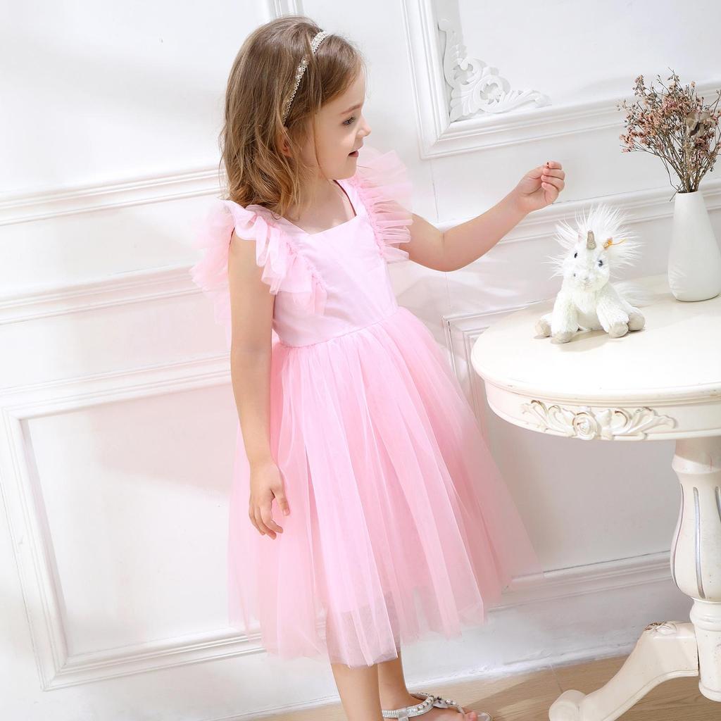 2025 New Girls' Summer Bowknot Mesh Dress - Lightweight Children's Fashion