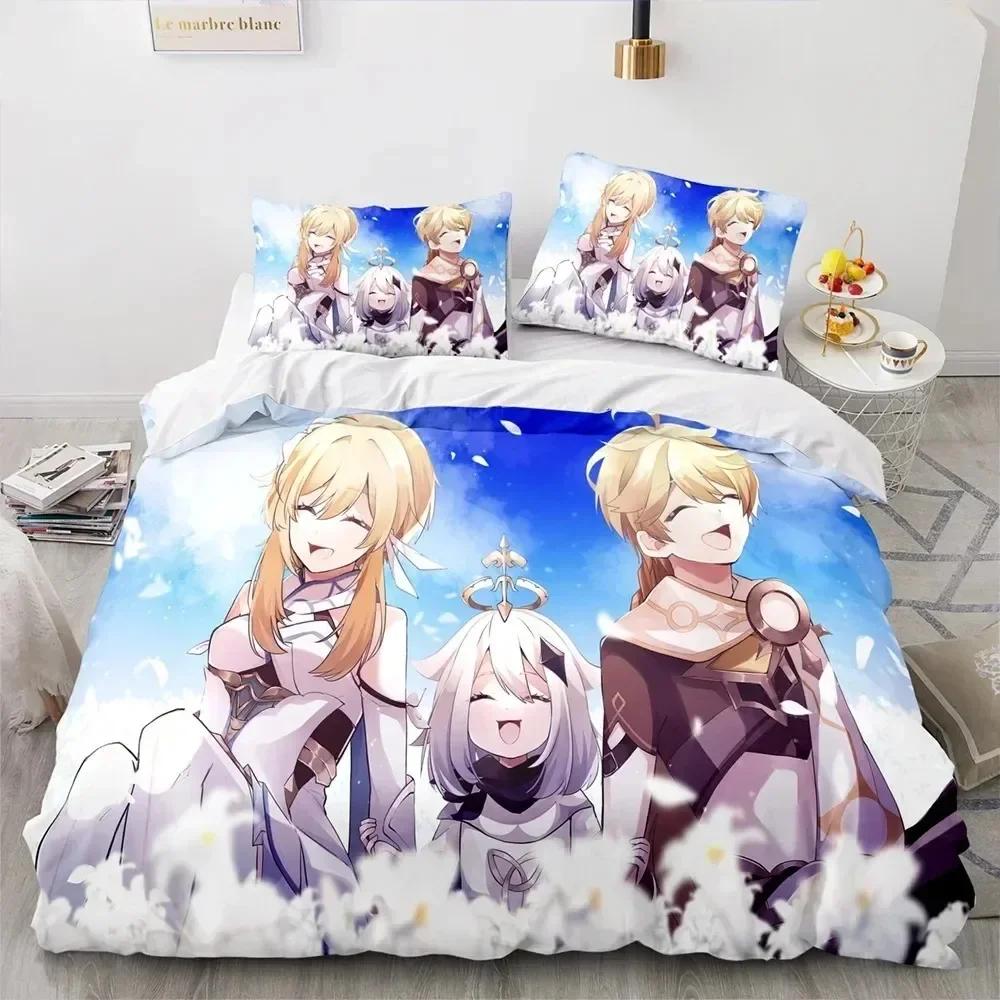 Luxury New 3D Print Anime Genshin Impact Bedding Set Boys Girls Twin Queen Size Duvet Cover Bed Kids Fashion Home Textileextile