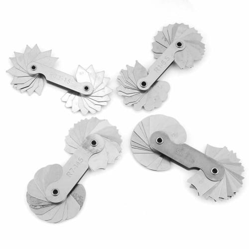 4-Piece Stainless Steel Radius Gauge Set, 0.3-25mm Radius, for Industrial, Model Making, and DIY Applications