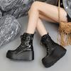 New European and American large-size punk style handsome platform short women's boots slope heel knight boots women
