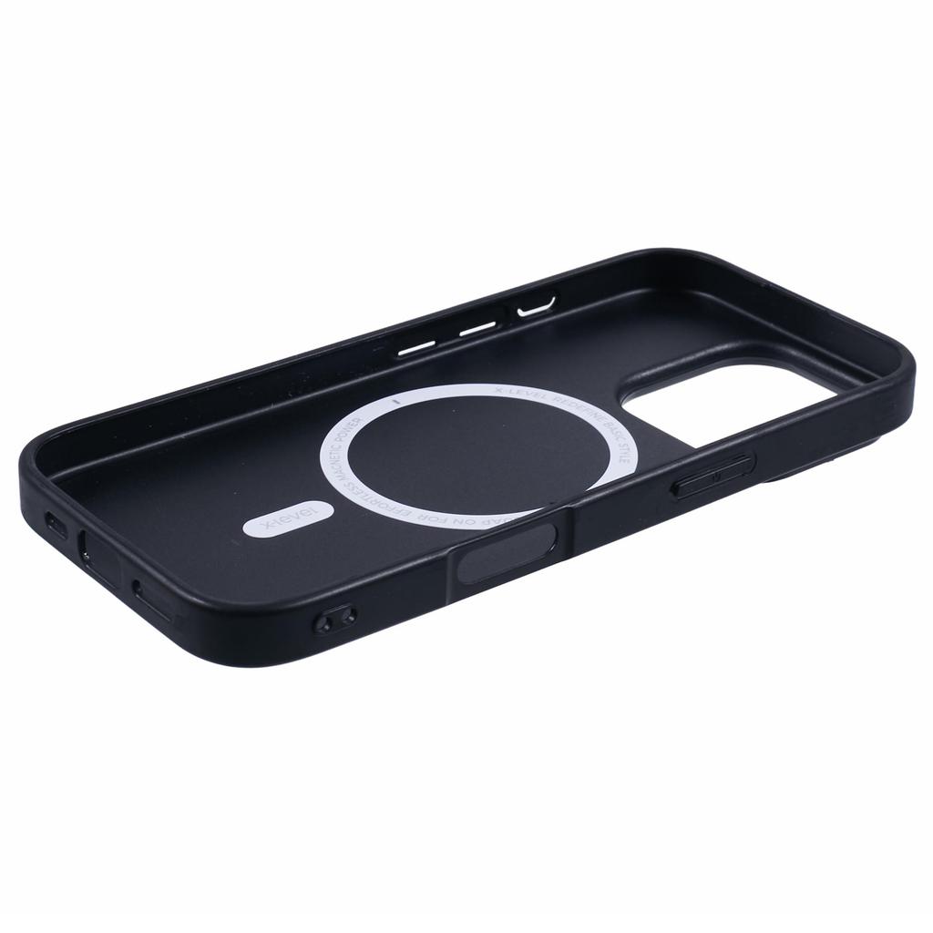 X-LEVEL Bojue-3 Series For iPhone 16 Pro Case Compatible with MagSafe Leather Coated PC+TPU Phone Cover