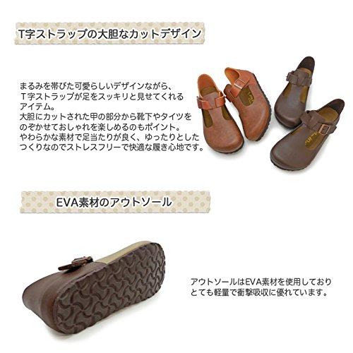 Joy Walker Women's T-Strap Shoes, Casual, Natural, Flats, Comfortable, Velcro Closure, Size 35, Black, Size 22.5cm, 136P