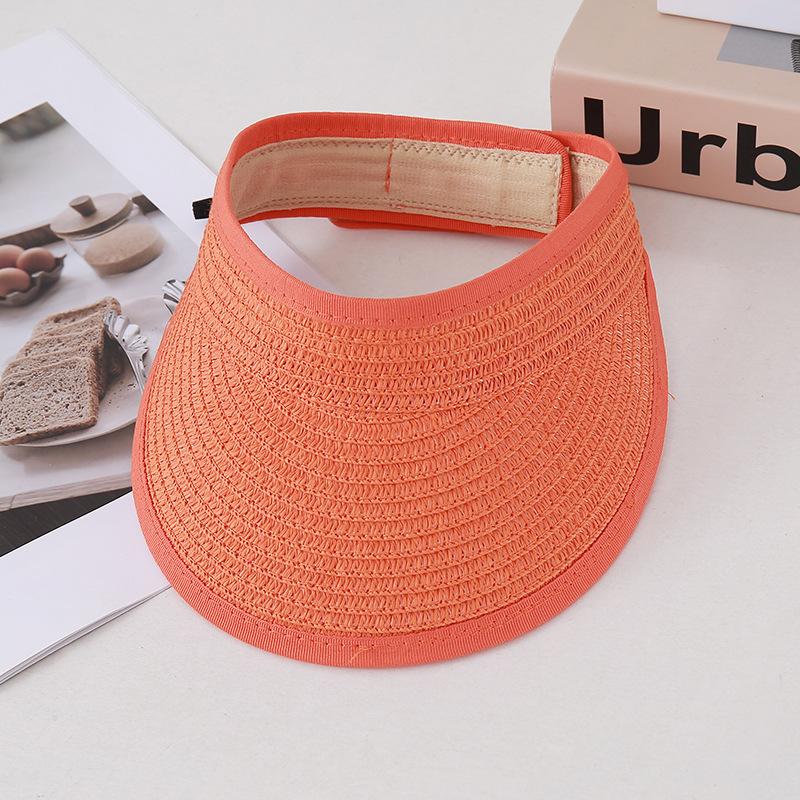 Children'S Summer Sunscreen Empty Top Straw Hat Breathable Sun Hat Boys And Girls Big Brim Straw Hat Fashionable Versatile Model