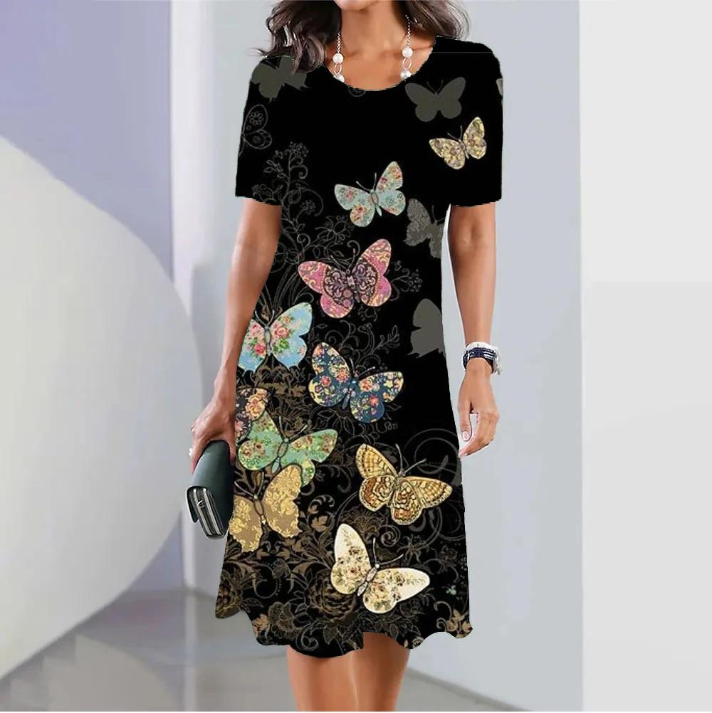 

Летняя женская одежда с короткими рукавами, платья с нерегулярным принтом, длинное платье, 3D, ретро, женская одежда, свободный круглый вырез, пуловер S