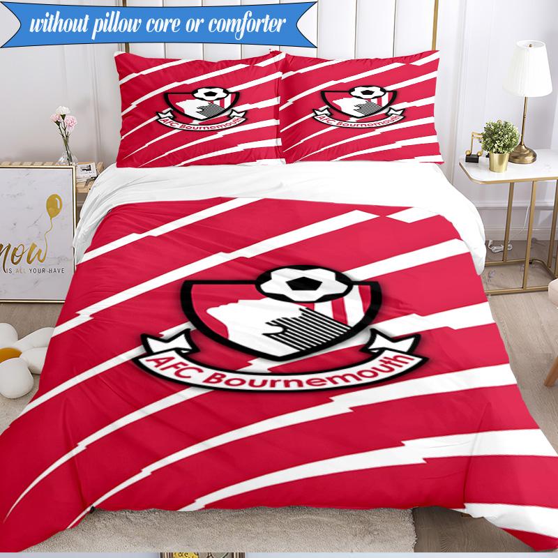 3PCS Afc Crest Bournemouth Printed Soft Bedding Set,Including 1pc Duvet Cover And 2pcs Pillowcases Perfect for Bedroom, Dormitory, Fan gift