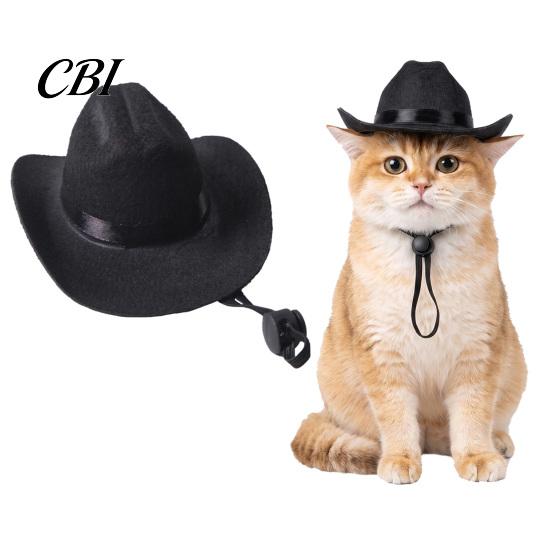 Outdoor Pet Accessory Cowboy Hat, Western Costume Retro Mini Adjustable Headwear Hat for Dogs Cats Halloween Party Cosplay Funny Photo Props