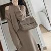 2024 Winter Fashion: V-Neck Long Sleeve Knit Sweater Dress & Casual Two-Piece Set
