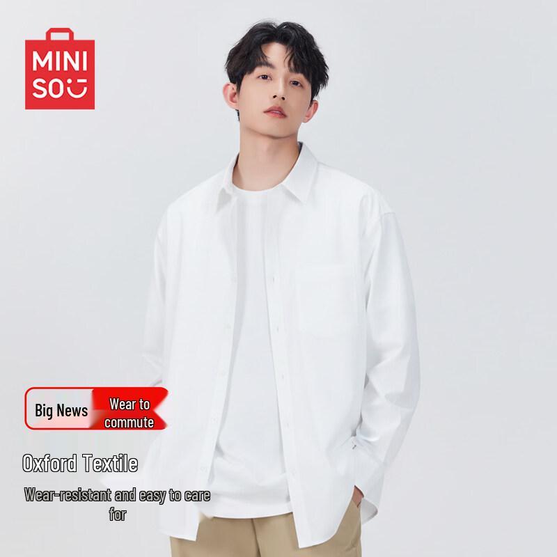 

MINISO Men s Casual Oxford Long Sleeve Shirt