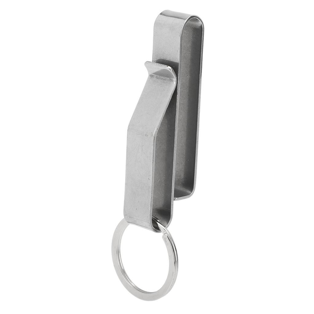 Belt Key Holder Stainless Steel Compact Quick Release Belt Key Clip with Key Ring for Police Law Enforcement Silver