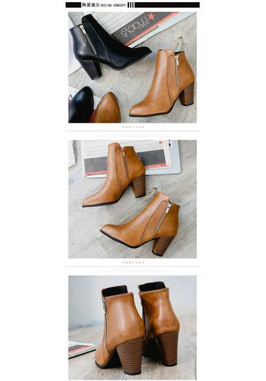 European Retro Chunky Heel Side Zipper Women's Ankle Boots, Autumn/Winter 2020 Collection