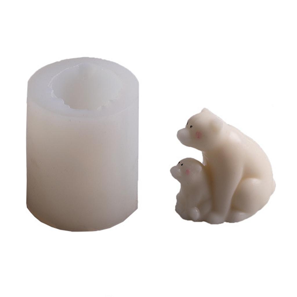 Handmade 3D Silicone Concrete Molds, Mother and Child DIY Polar Bear Candle Making for Home Window Decor