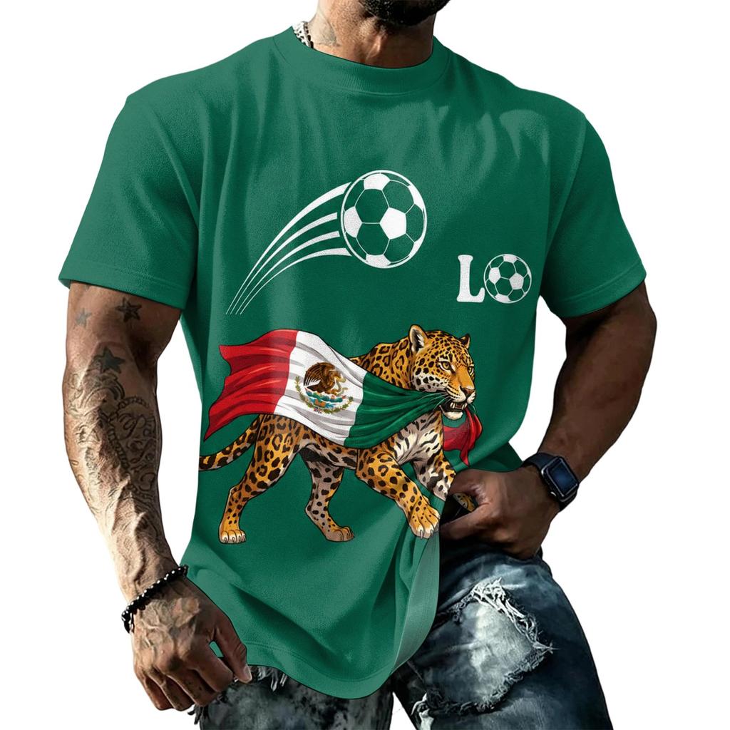 Men's Mexico Soccer Fan T-Shirt Round Neck Short Sleeve for Day