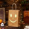 Halloween Event Supplies Candy Bags with Luminous Pumpkin Ghost Prints, Thickened Night Glowing Holiday Paper Gift Bags, Trick or Treat Party