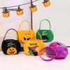 Cute Holiday Gift Bags Halloween Pumpkin Candy Bag, Cartoon Velvet Plush Treat Tote for Toddler Pouch Kids, Reusable Trick or Handbag, Party