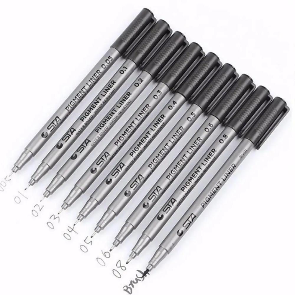 Stylo à pointe fine 0,05-1 mm – Fineliner à encre noire pour le dessin, l'esquisse et le design | Outil de papeterie professionnel, 14,1 cm