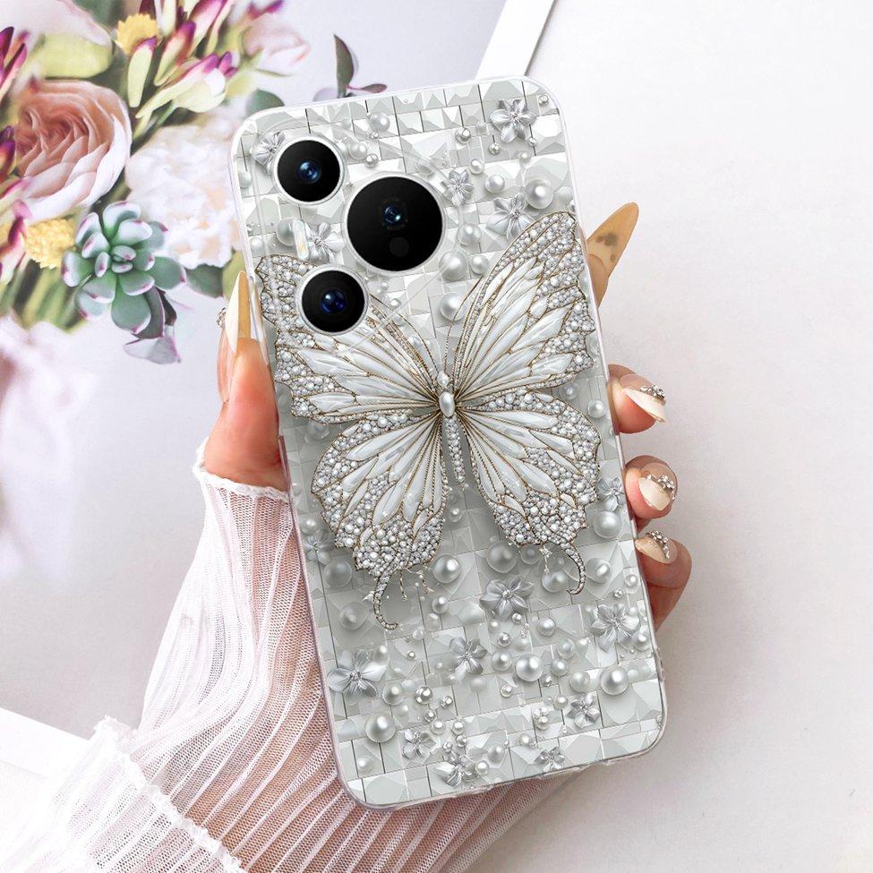 For Huawei Pura 70 Clear Case Aesthetic Luxury Cute Fashion Flowers Funny Painted Casing For Huawei ADY-LX9 ADY-AL00