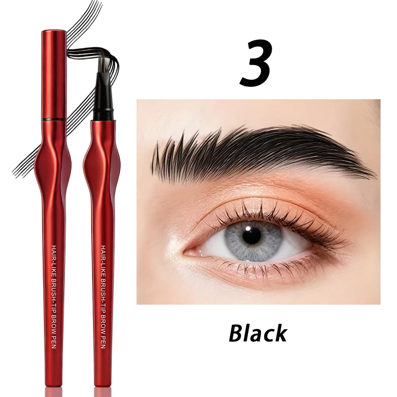 4D Multi-Prong Eyebrow Pen Waterproof Smudge Resistant Liquid Microblade Brow Pencil 3ml for Natural Definition One Size