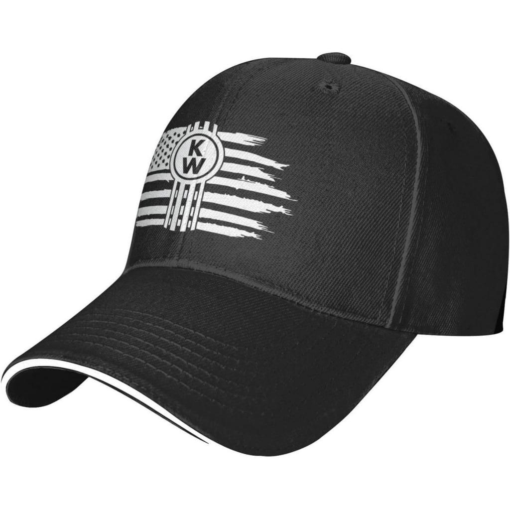 American Flag Kenworth Men Sandwich Baseball Cap Casquette Adjustable Unisex Aldult Adjustable Golf Cap for Man Ladys Black