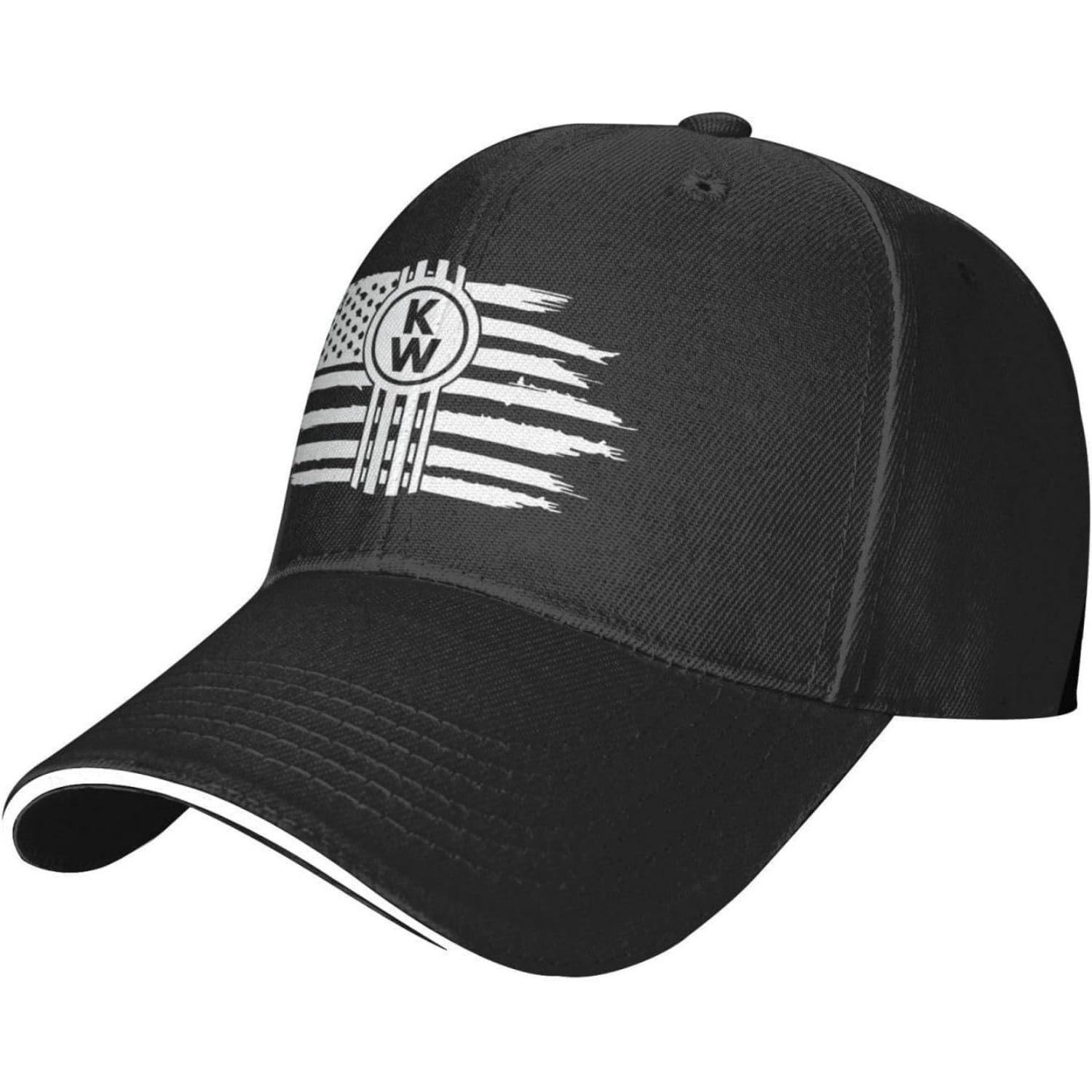 

American Flag Kenworth Men Sandwich Baseball Cap Casquette Adjustable Unisex Aldult Adjustable Golf Cap for Man Ladys Black Adjustable