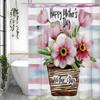 Mother's Day Colorful Flower Shower Curtain, Bathroom Decorative Shower Curtain, Waterproof Shower Curtain with Hooks