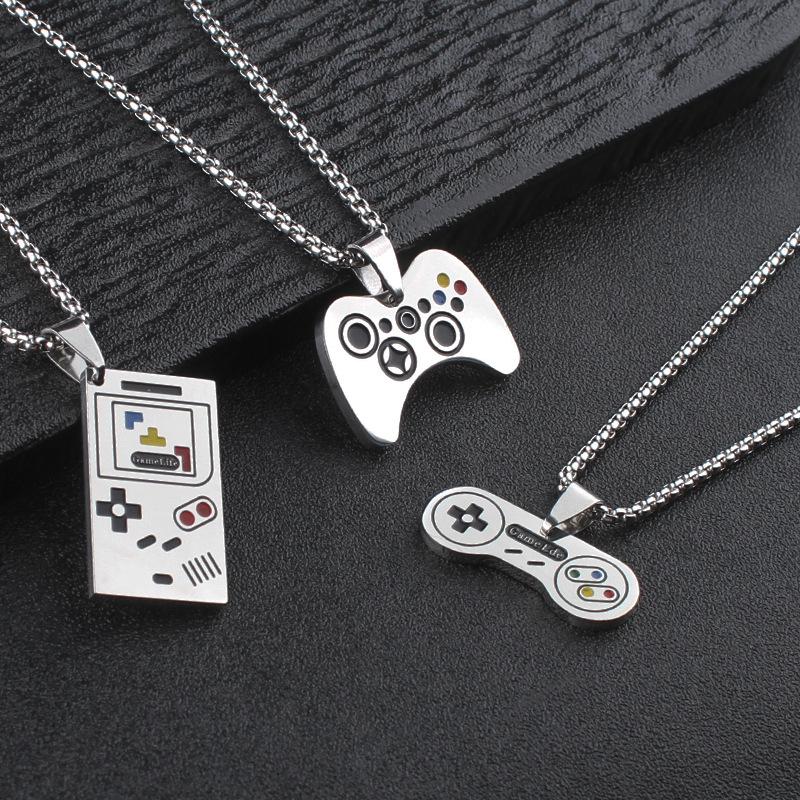Unisex Cross-Border Game Console Controller Necklace Pendant - Stainless Steel Sweater Chain