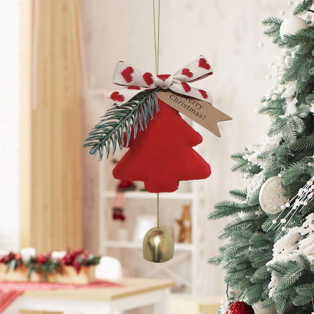Christmas Tree Pendant Ornament Wall Hanging Cute Versatile with Bowknot And Bell Xmas Decor