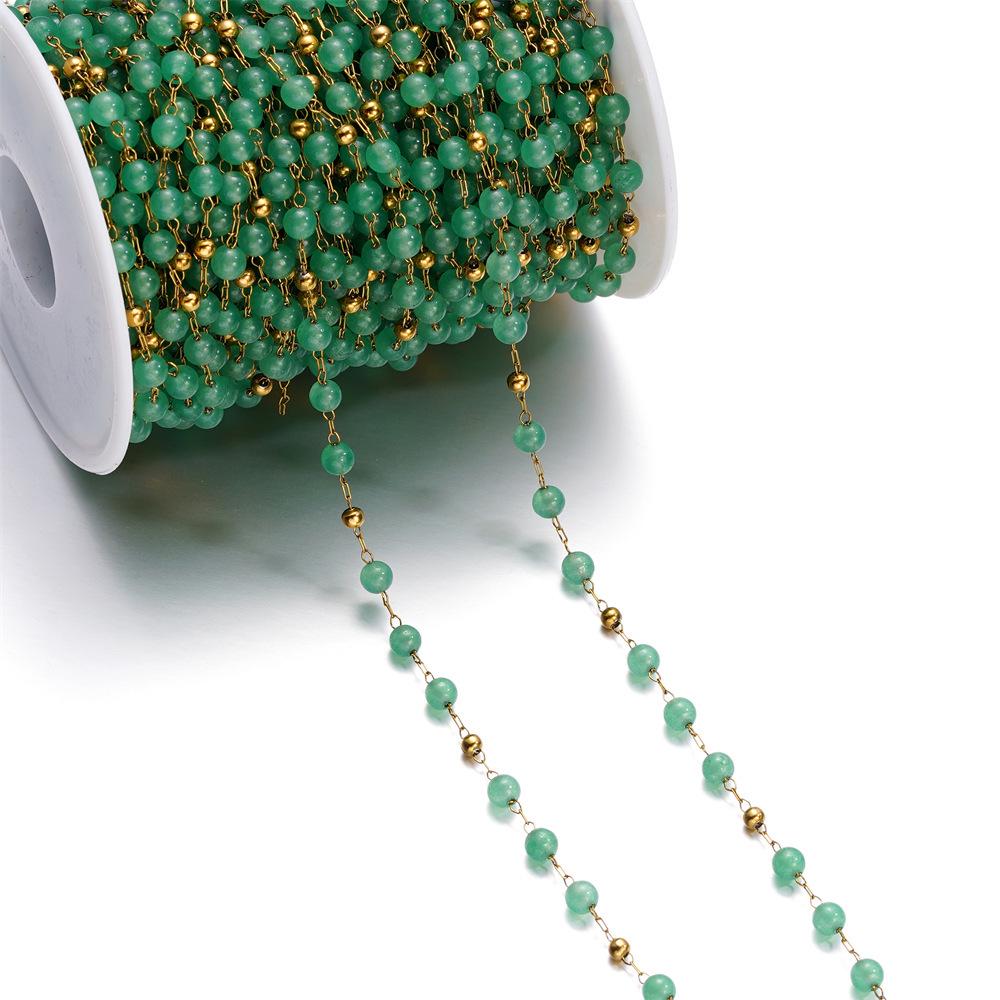 Chaîne à billes colorées œil de chat en acier inoxydable d'1 mètre pour bijoux DIY