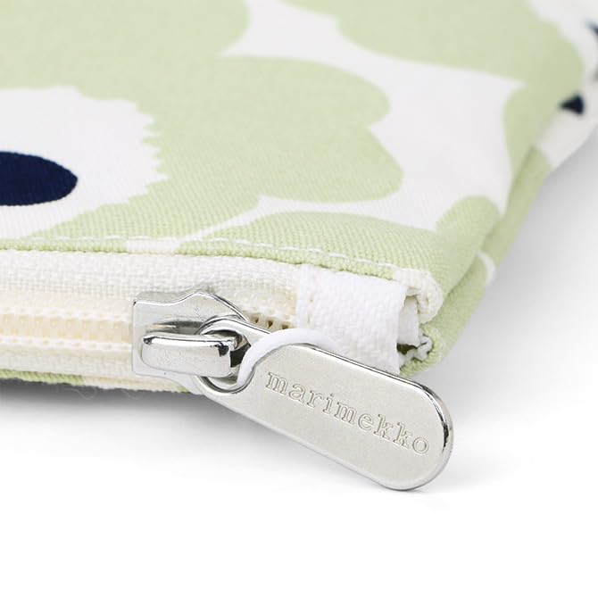 Marimekko Mini Unikko Kaika Pouch, 21x14cm (Dark Blue x Off-White x Sage) 073355 165. This stylish, floral-patterned cosmetic pouch features a