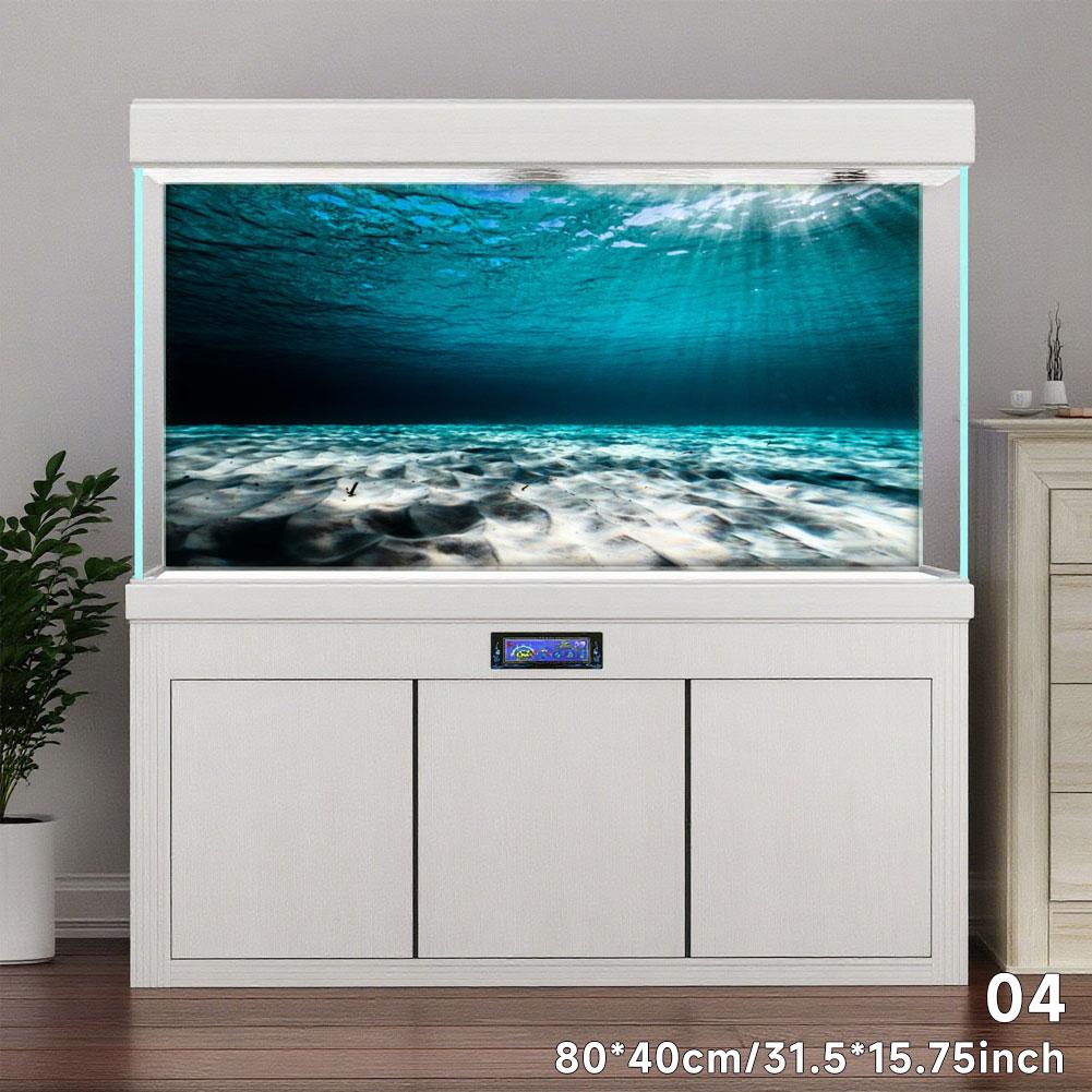Aquarium Background Sticker Fish Tank Backdrop Forest/Moss/Ocean World DIY Cutting Available Background Self Cling Aquarium Wallpaper Decorations