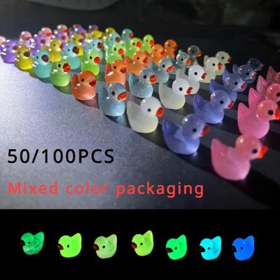 50/100 ΤΕΜ Φωτεινές Mini Ducks Moss Microlandscape Μινιατούρα Παπιών Αξεσουάρ Νεράιδας Κήπου Διακόσμηση σπιτιού Λάμπει στο σκοτάδι