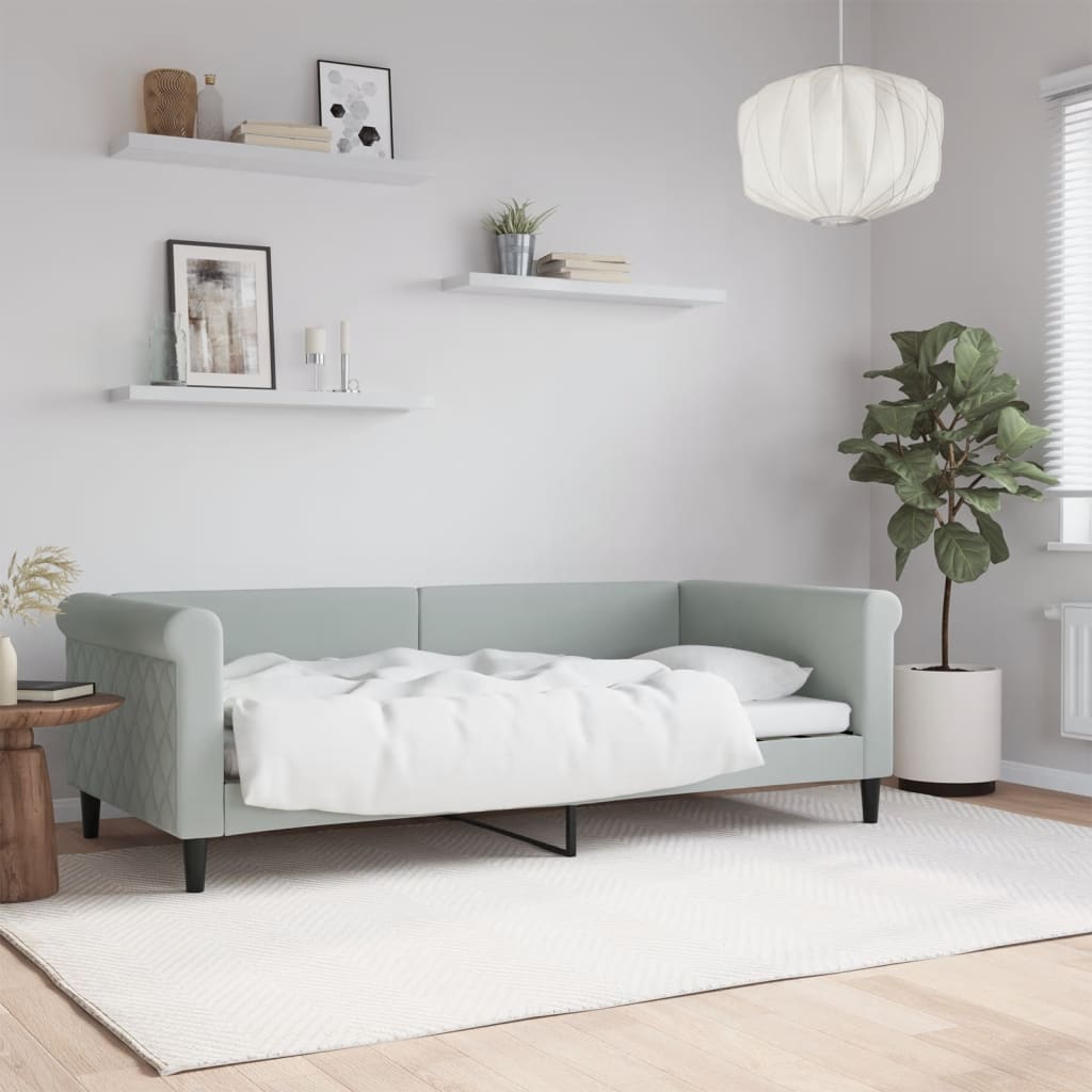 Daybed Light Grey 90 x 190 cm Velvet