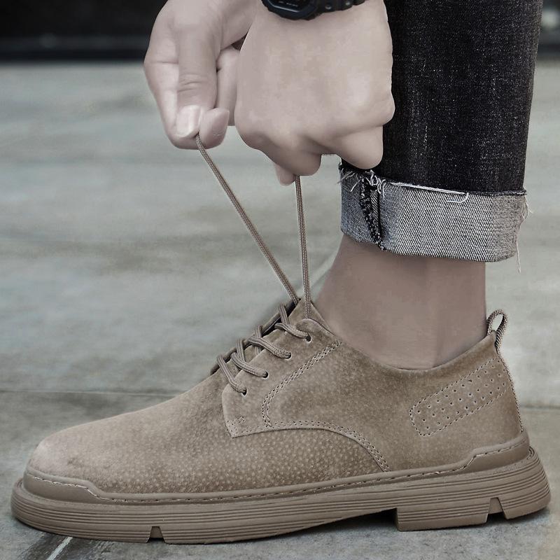 Men's European-Style Casual Round Toe Leather Shoes, Versatile Outdoor Low-Top Design