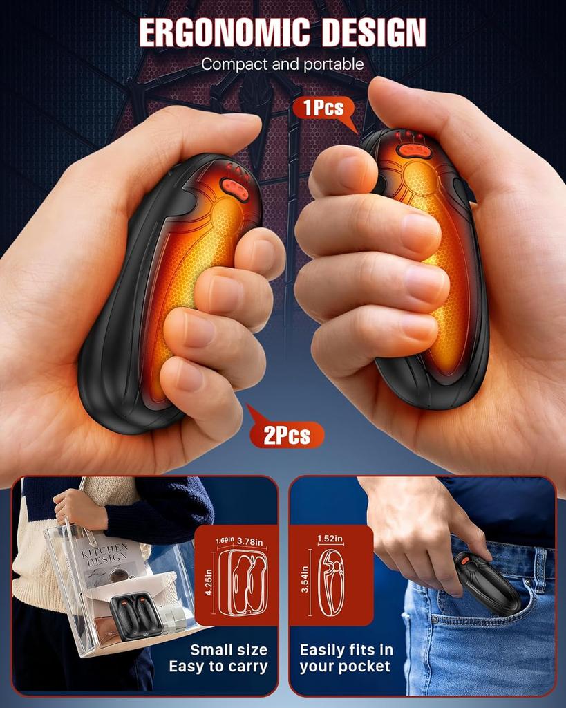Rechargeable Hand Warmers 2 Pack, 14000mAh Magnetic Pocket Heaters with Charging Case, Perfect Gift for Women, Christmas, Golf &