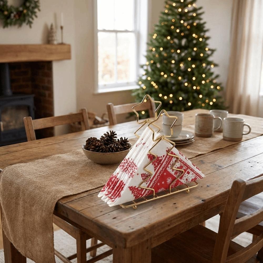 Creative Iron Christmas Tree Napkin Holder Stable Decorative Paper Dispenser Rack Minimalist Paper Storage Rack Dining Room