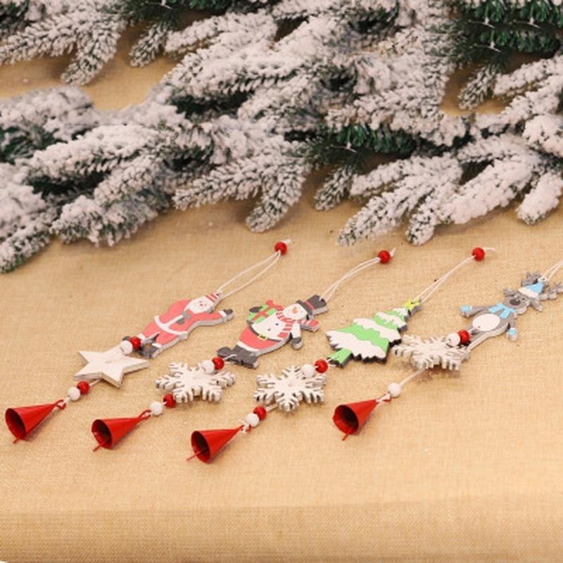 Vánoční dřevěný vánoční stromek zvonek závěsná ozdoba DIY dřevěné řemesla dětský dárek pro domácí párty De