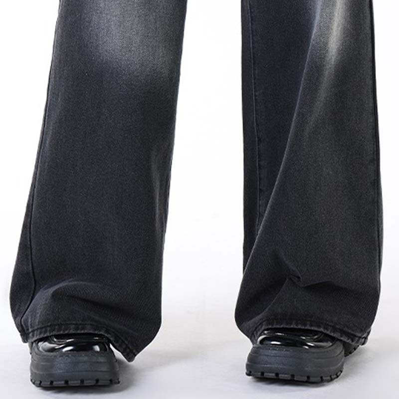 Retro Women's Jeans Autumn Winter Thicken Plus Velvet Dark Grey Denim Trousers High-Waisted Straight Pants Warm  Clothing