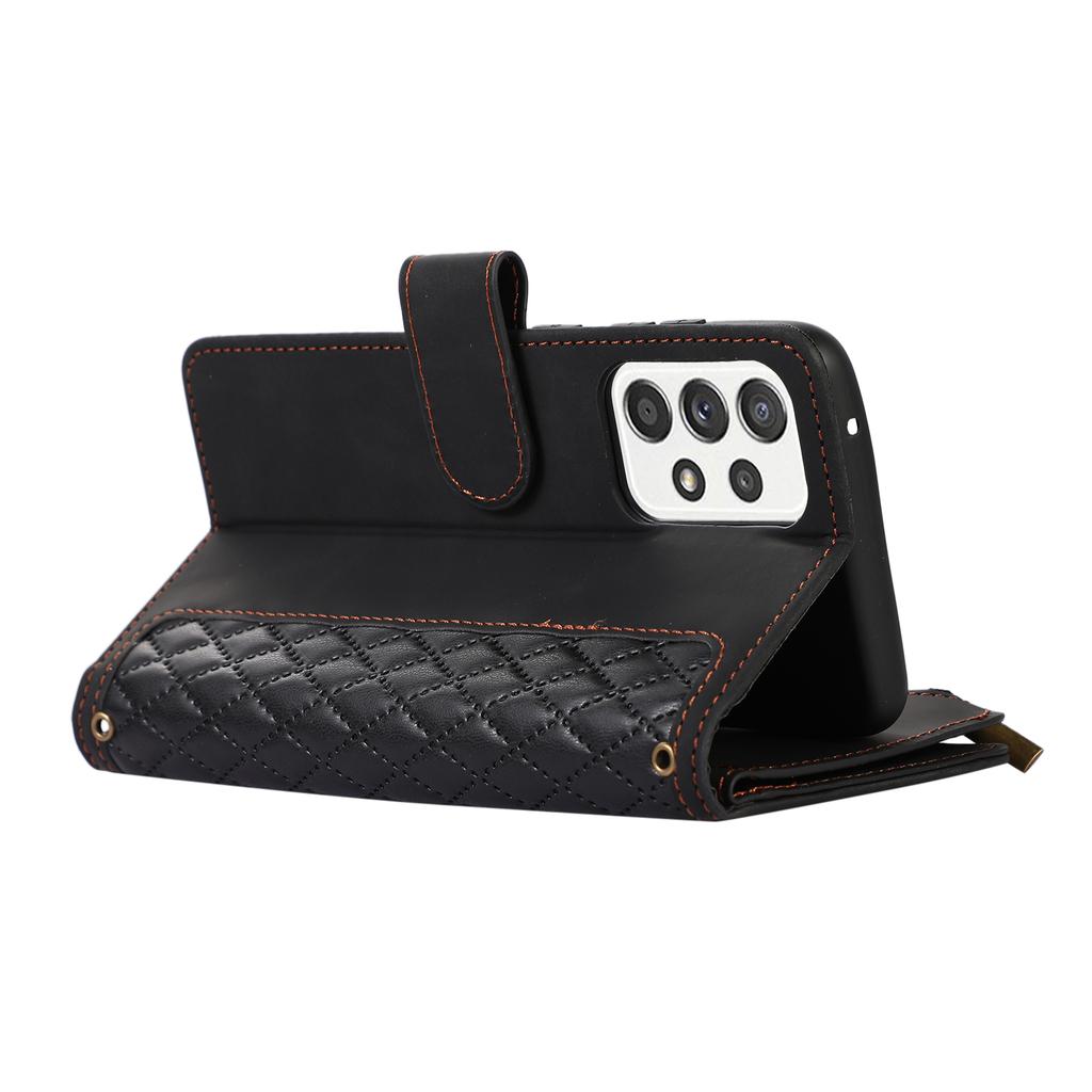 For Samsung Galaxy A23 4G/A23 5G (Global Version) Zipper Pocket Phone Case Imprinted Leather Wallet Stand Cover with 9 Card Slots