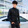 Korean Style Men's Winter Leather Motorcycle Jacket with Velvet Lining