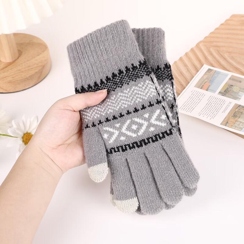 Unisex Touchscreen Jacquard Gestrickte Warme Handschuhe