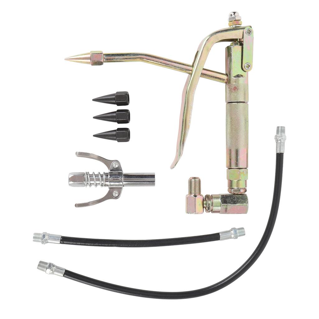 7PCS Grease Tool Nozzle Kit Strong Strength Metal Air Grease Tool Coupler with 230mm 400mm Hose for