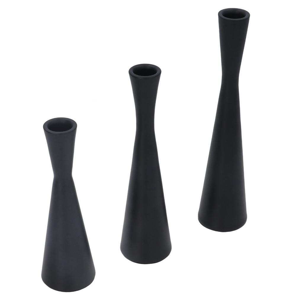 3PCS Matte Black Wrought Iron Candlesticks Taper Candle Holders Restaurant Table Setting