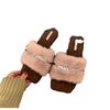 Flat Shoes Early Autumn Wear Gentle Pink Fluffy Shoes Women's Shoes 2025 New Cotton Towing Rhinestone One-word Towing Fluffy Towing