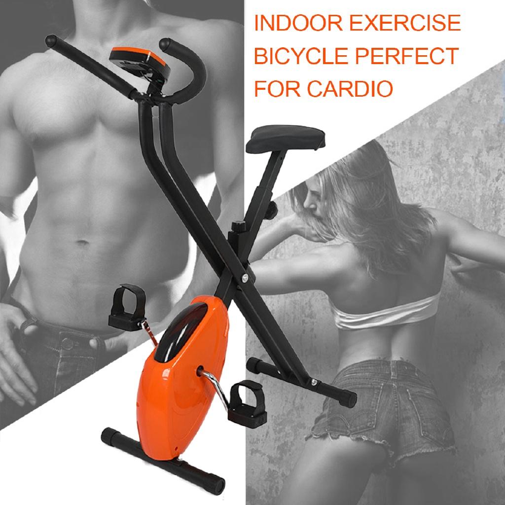 Pomarańczowo+Czarny Składany Rower Cardio Indoor z Wyświetlaczem LED Rower Dynamiczny Rower Treningowy Rower do Spinningu Sprzęt Treningowy 40*65*110cm