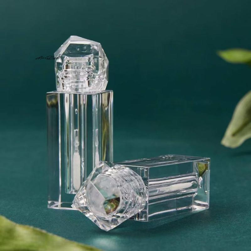1/3 st 3/6 ml Diamant Klar Tom Läppglansbehållare Plast Återfyllningsbar Kosmetisk Läppstift Behållare Provflaska för Smink