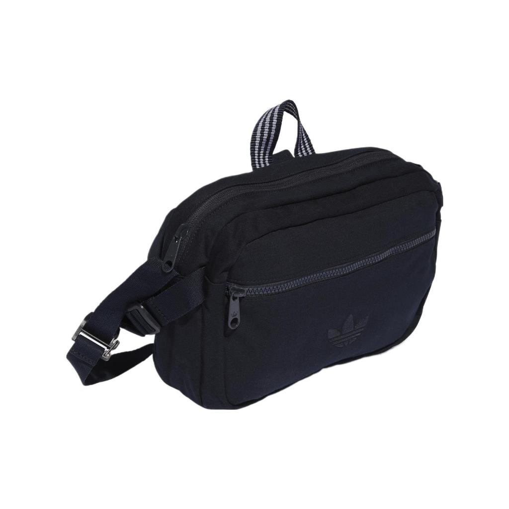 adidas Originals Classic Fashion Rubber Badge Cotton Shoulder Crossbody Waist Bag Unisex Bags Navy-Blue IB9182