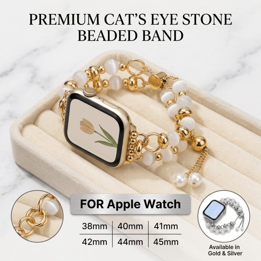 38/40/41/42/44/45mm Beads Metal Link Strap Crystal Adjustable Watch Band for Apple Wristband Universal Beads Bracelet Loop Strap
