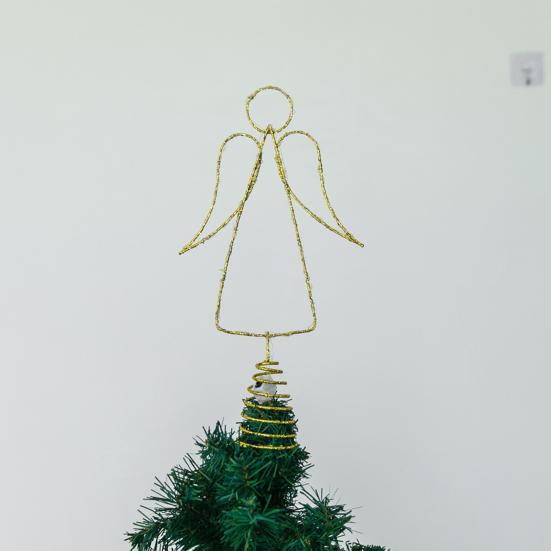 Lighted Wire Angel Christmas Tree Topper Pre-Lit Metal Wire Small Angel