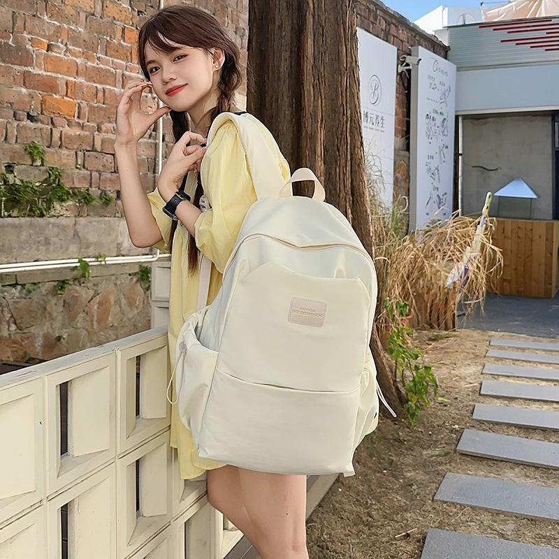 Stylish Simple Solid Color Student Schoolbag Autumn New Campus Wind Japanese Korean Large-capacity Backpack