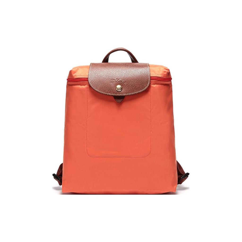 Longchamp Le Pliage Einfarbig Reißverschluss Geprägtes Logo Druckknopf Segeltuch Rucksack Damenrucksack Orange 1699089P85